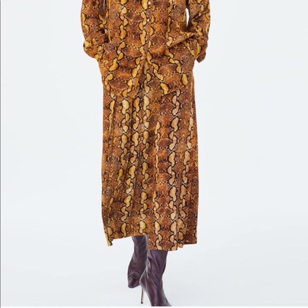Zara Snakeskin Print Wide Leg High Rise Colluotes